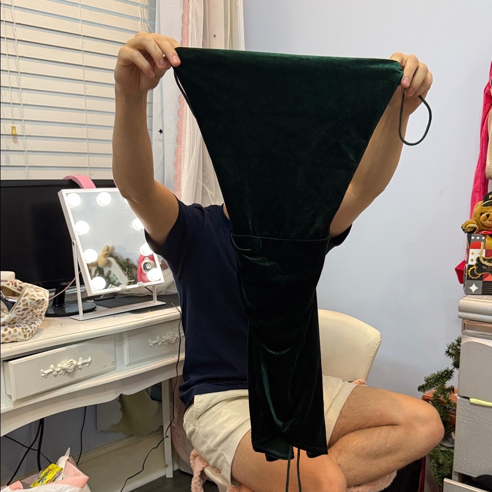 Lucy in the Sky Dark Green Velvet Dress